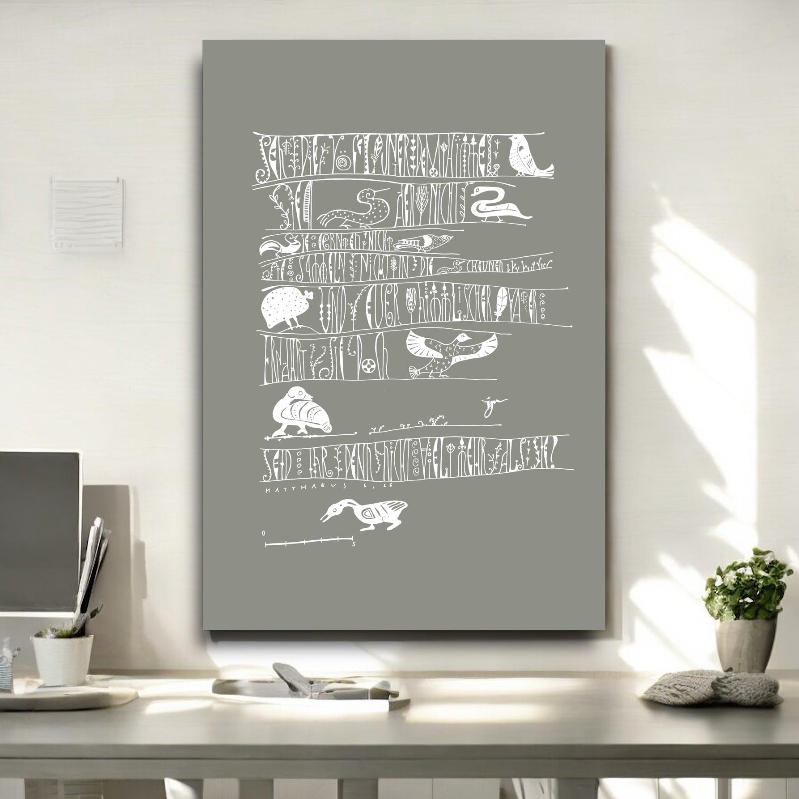 Wandbild christlich, in 3 Farben und Größen, Seht die Vögel, Giclée Druck, Kalligraphie, in 3 Farben und Größen, christliche Geschenke, Bibelkunst, moderne christliche Kunst