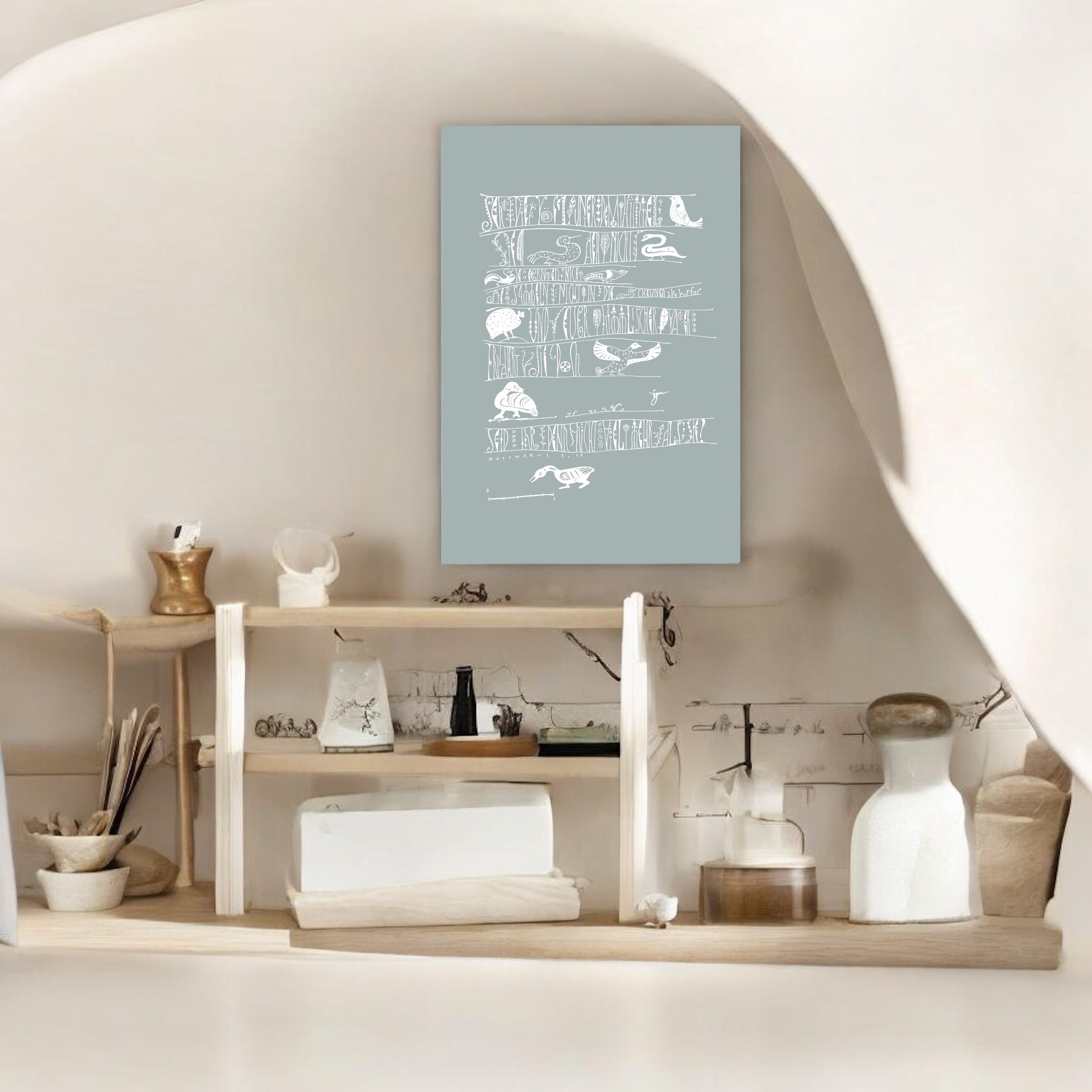 Wandbild christlich, in 3 Farben und Größen, Seht die Vögel, Giclée Druck, Kalligraphie, in 3 Farben und Größen, christliche Geschenke, Bibelkunst, moderne christliche Kunst
