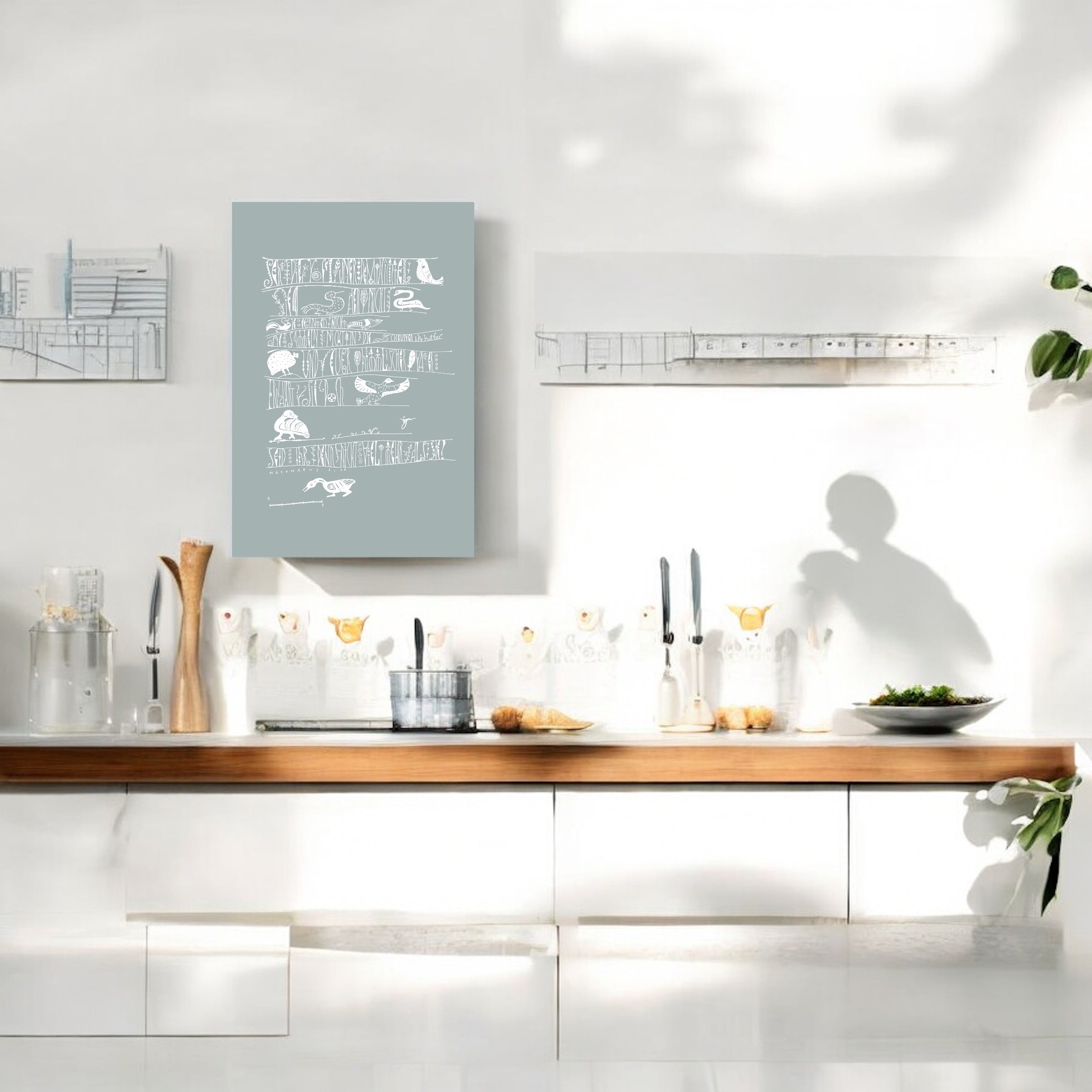 Wandbild christlich, in 3 Farben und Größen, Seht die Vögel, Giclée Druck, Kalligraphie, in 3 Farben und Größen, christliche Geschenke, Bibelkunst, moderne christliche Kunst