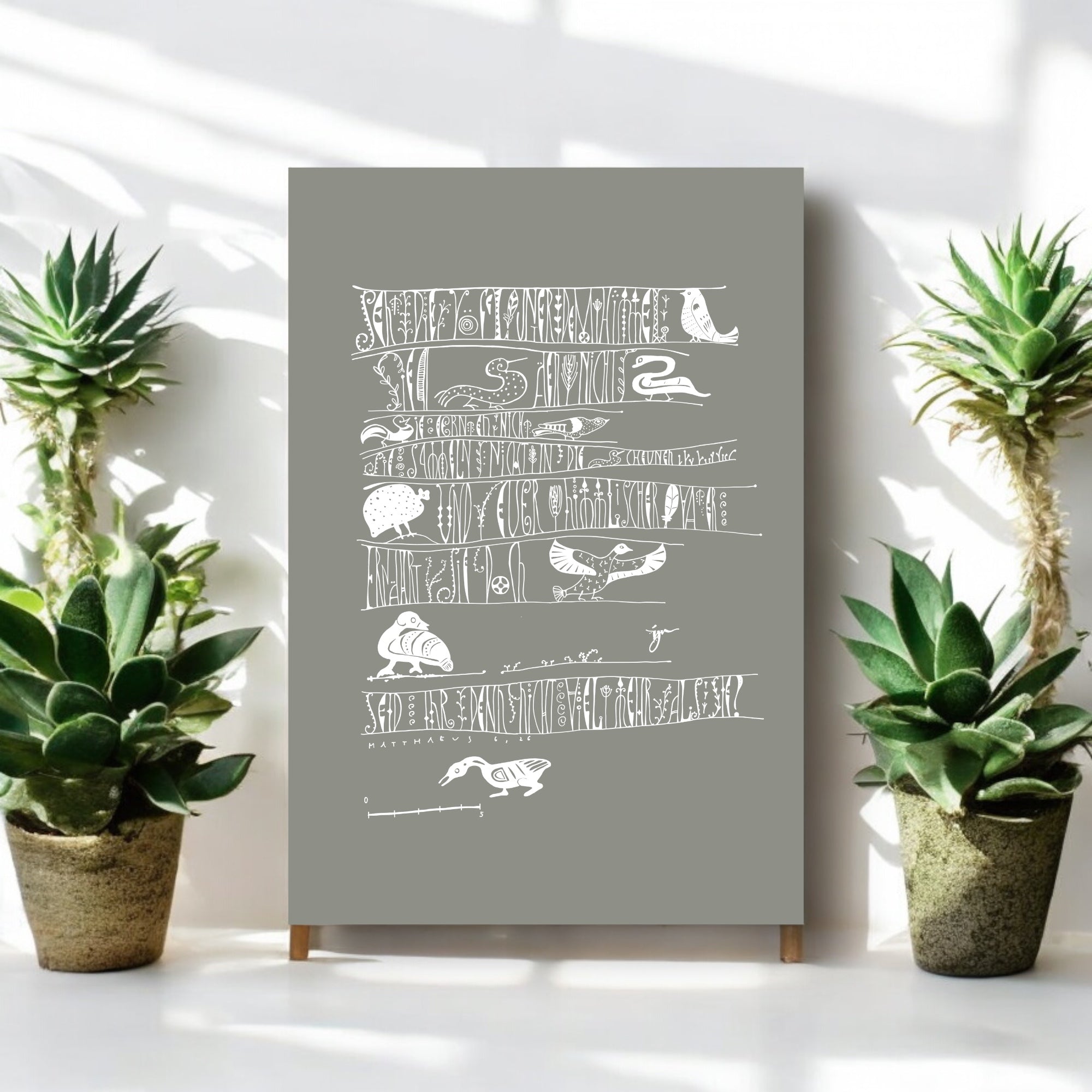 Wandbild christlich, in 3 Farben und Größen, Seht die Vögel, Giclée Druck, Kalligraphie, in 3 Farben und Größen, christliche Geschenke, Bibelkunst, moderne christliche Kunst