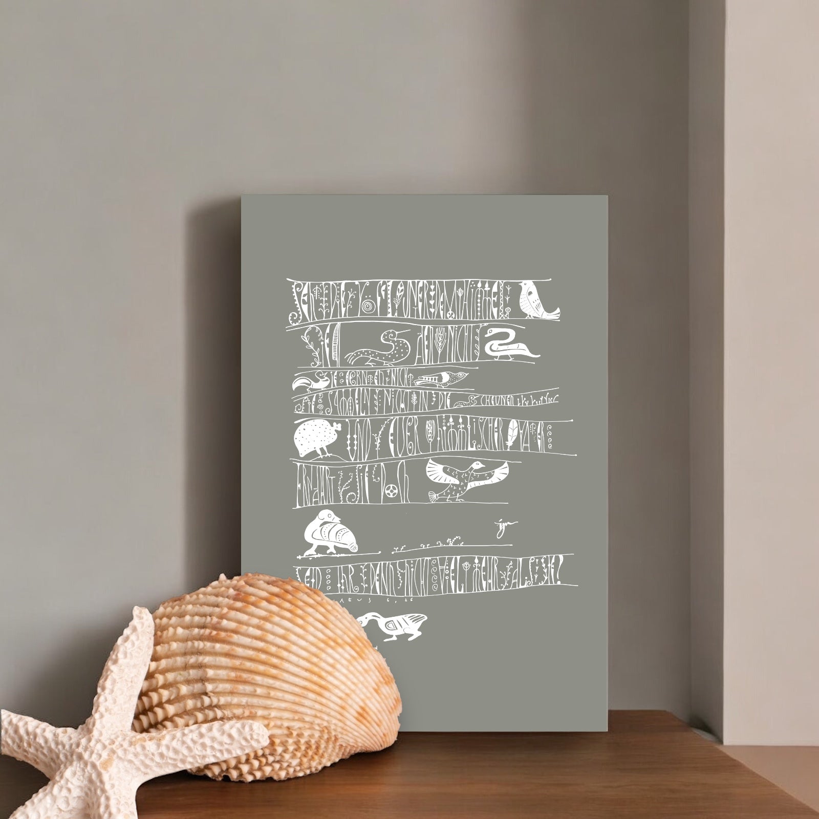 Wandbild christlich, in 3 Farben und Größen, Seht die Vögel, Giclée Druck, Kalligraphie, in 3 Farben und Größen, christliche Geschenke, Bibelkunst, moderne christliche Kunst