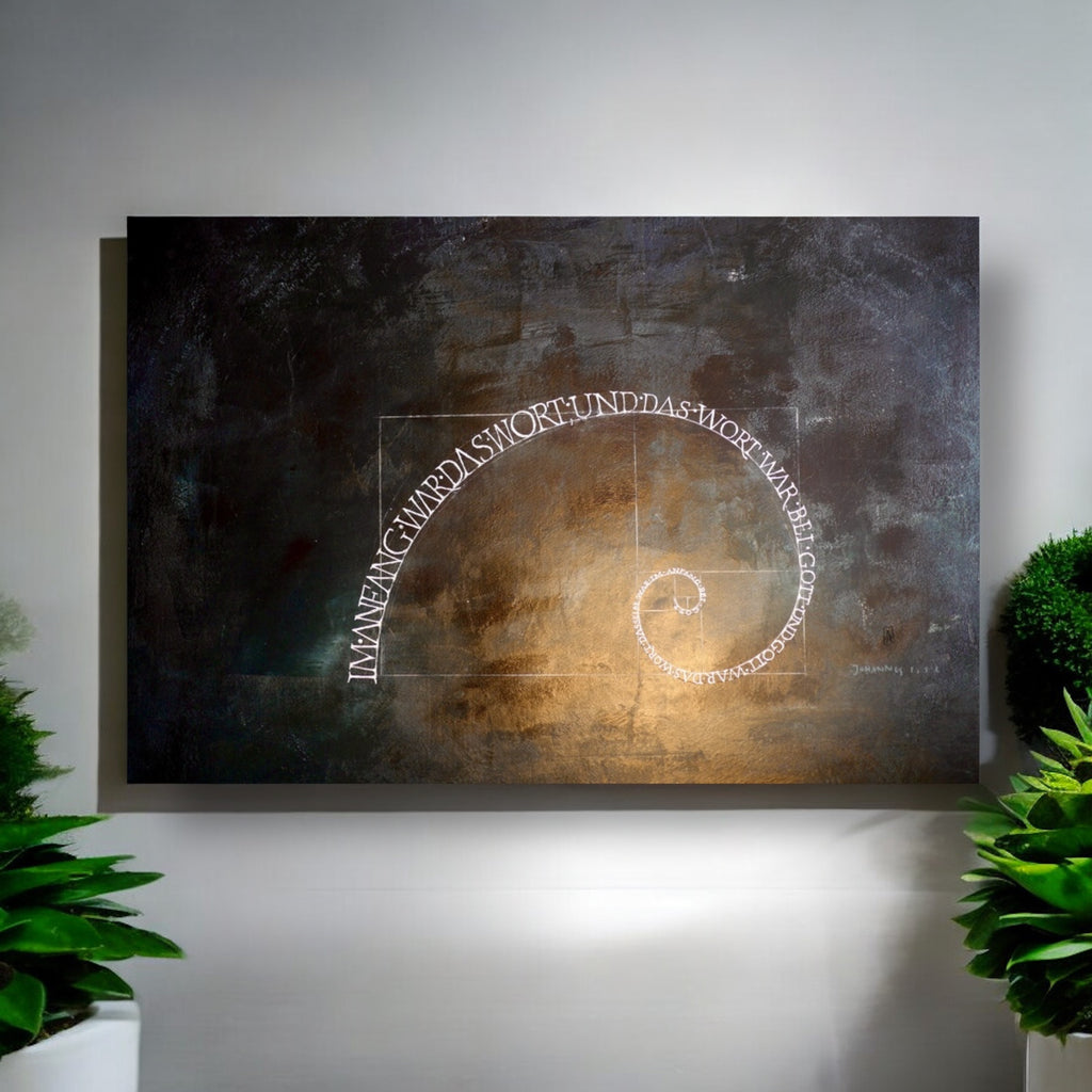 Wandbild christlich, 48×32cm, "Im Anfang war das Wort", Fine art Print, Goldener Schnitt, moderne christliche Kunst, christliche Poster, christliche Bilder groß edel