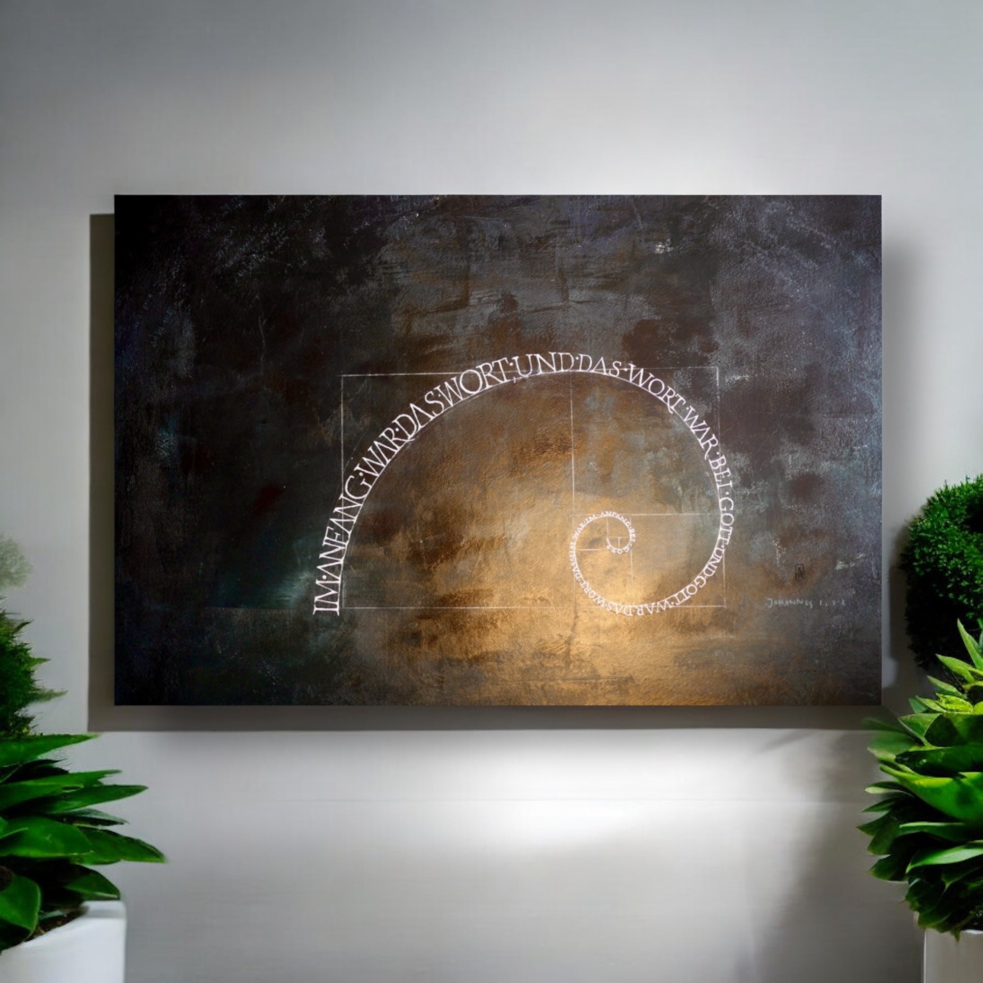 Wandbild christlich, 48×32cm, "Im Anfang war das Wort", Fine art Print, Goldener Schnitt, moderne christliche Kunst, christliche Poster, christliche Bilder groß edel