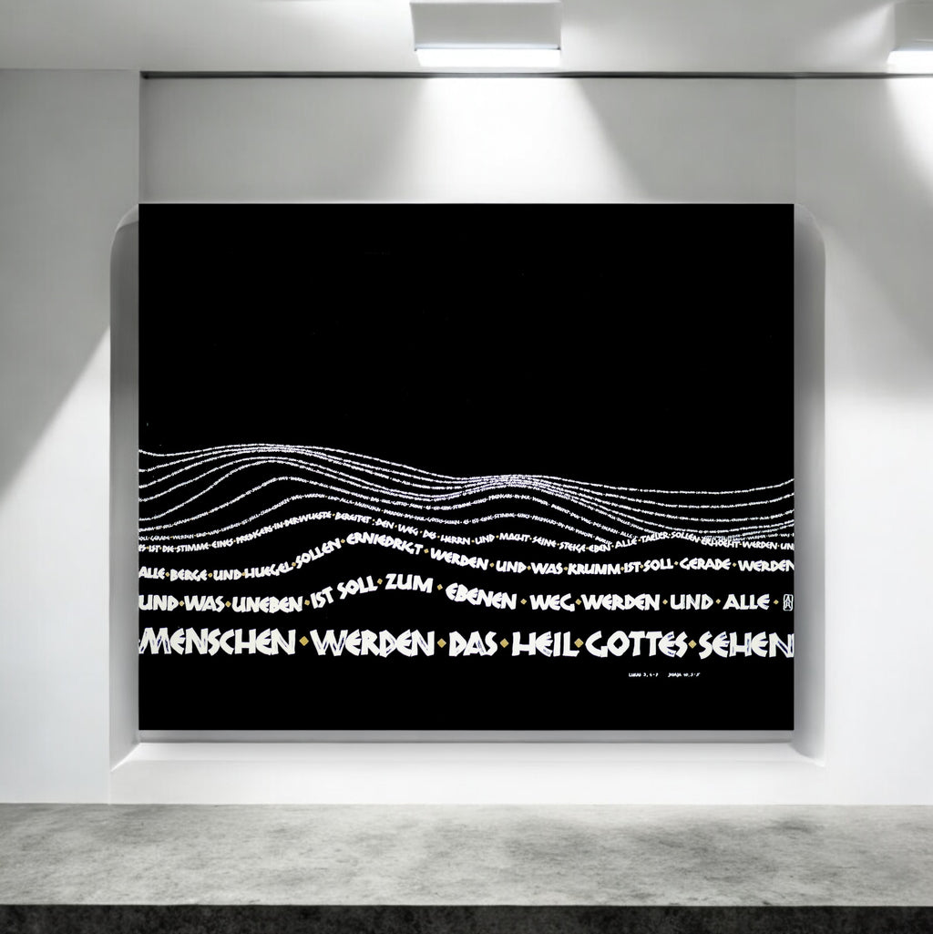 Wandbild christlich, 40x32 cm,  "Alle Berge und Hügel ... ", Kalligrafie, Fine Art Print, Bibelvers, christliche Kunst, Geschenke christlich