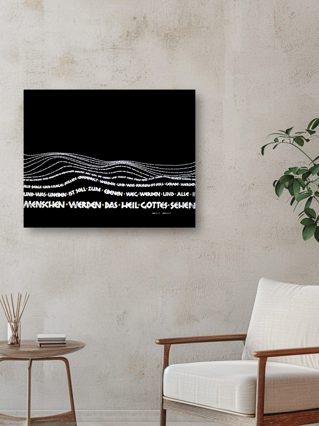 Wandbild christlich, 40x32 cm,  "Alle Berge und Hügel ... ", Kalligrafie, Fine Art Print, Bibelvers, christliche Kunst, Geschenke christlich