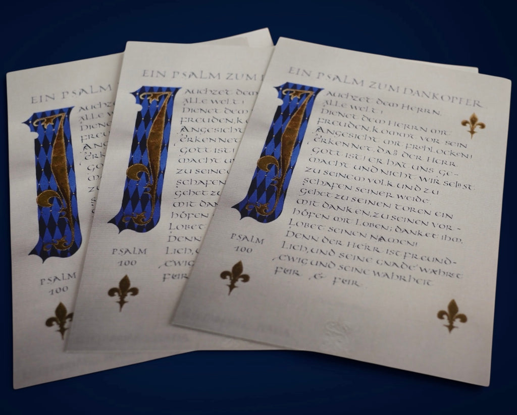 Christliche Karten, Psalm 100, kalligrafische Postkarte mit komplettem Psalm, DIN A 6, christliche Postkarten, Lobpreis, Halleluja