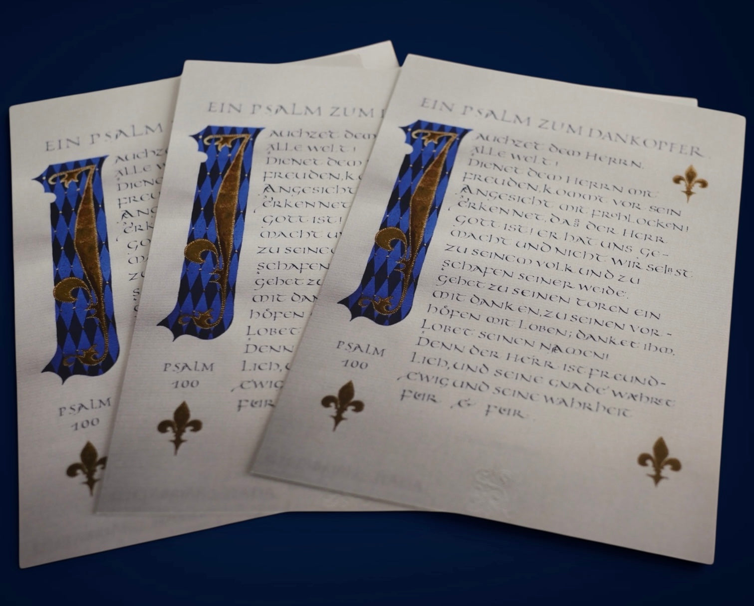 Christliche Karten, Psalm 100, kalligrafische Postkarte mit komplettem Psalm, DIN A 6, christliche Postkarten, Lobpreis, Halleluja