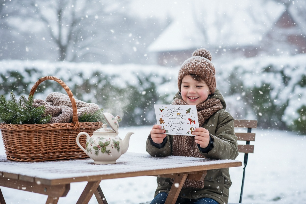 Christliche Weihnachtskarte mit Bibelvers | Sacharja 9,9 | Siehe, dein König kommt | weiß | Weihnachtsgruß nordisch